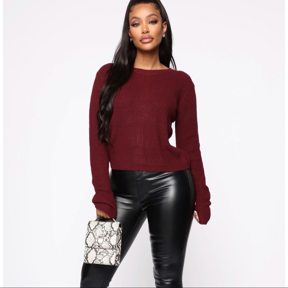 Lace up sweater